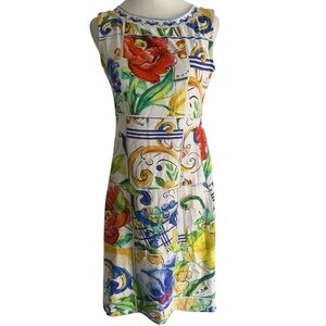 Simply Art by Dolcezza Sleeveless Dress Women’s XS Colorful Italian Lemon Floral